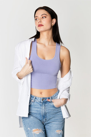 C'est Moi Bamboo Crop Tank in Lavender