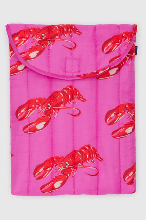 Baggu Puffy Laptop Sleeve 16" in Pink Lobster
