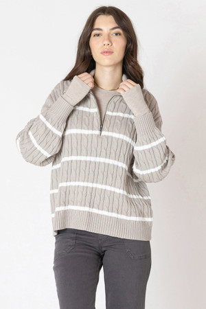 Dex Half Zip Sweater in Light Taupe