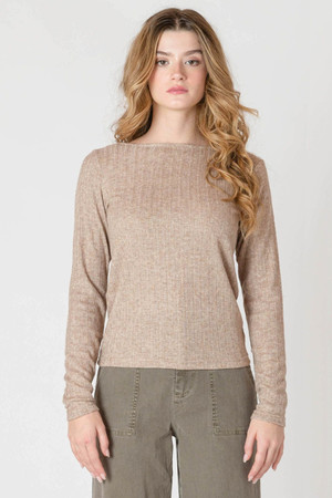 Room 34 Boatneck Top in Heather Taupe