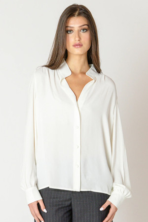 Black Tape Relaxed Blouse in Off White