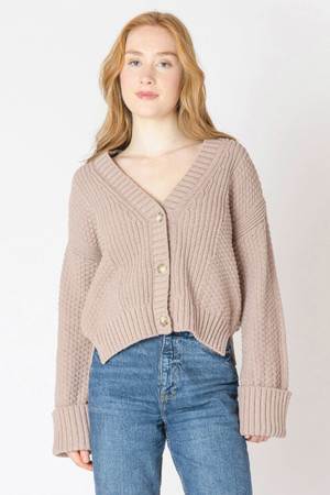 Dex Textured Cardigan in Warm Taupe