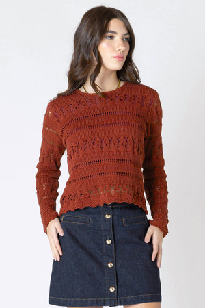 Dex Crochet Top in Burnt Orange
