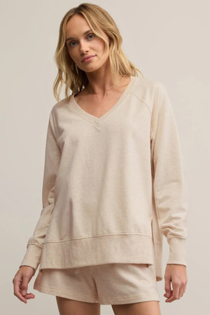 Z Supply Modern V-Neck Weekender in Light Oatmeal Heather