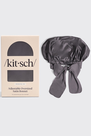 Kitsch Oversized Satin Bonnet in Charcoal