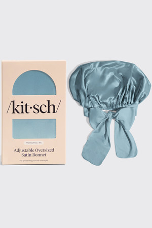 Kitsch Oversized Satin Bonnet in Haze Blue