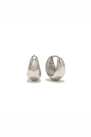 Lover's Tempo Oval Puff Hoops in Silver