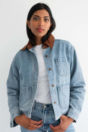 Brunette The Label Magali Denim Jacket in Vintage Blue