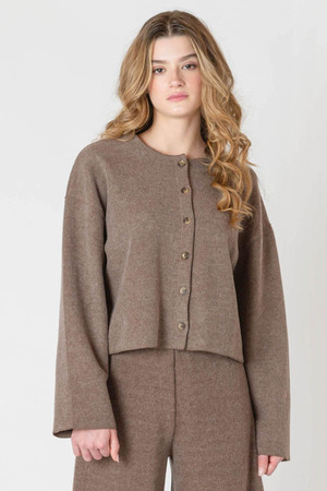 Room 34 Ribbed Cardigan in Mocha Heather
