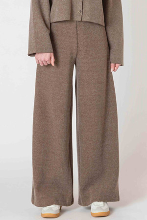 Room 34 Wide Leg Ribbed Pant in Mocha Heather