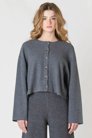 Room 34 Ribbed Cardigan in Charcoal Heather
