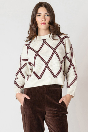 Dex Diamond Check Sweater in Cocoa