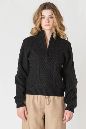 Room 34 Half Zip Sweater in Black