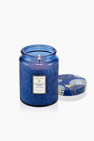 Voluspa Large Glass Jar Candle in Mediterranean Lemon
