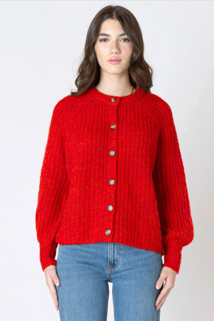 Dex Textured Cardigan in Candy Red Melange