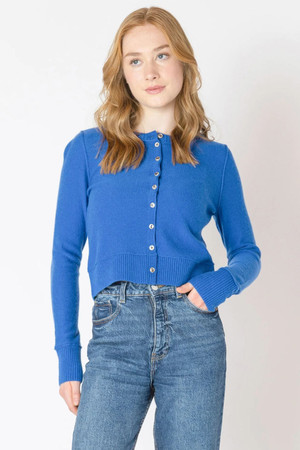 Dex Crewneck Cardigan in Sapphire