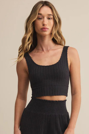Z Supply Zoe Ribbed Lounge Set in Black Sand