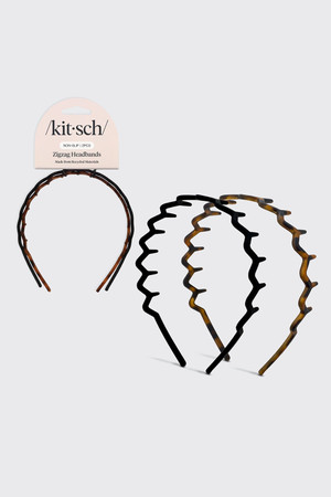 Kitsch Zig Zag Headband 2pk in Black + Tortoise