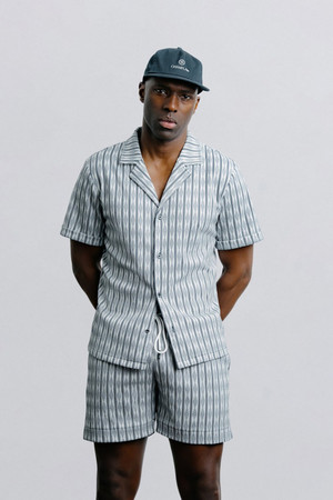 Champlain Jacquard Camp Collar Shirt in Navy