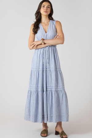Dex Striped Maxi Dress in Chambray