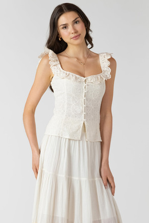 Dex Eyelet Tank in Ecru
