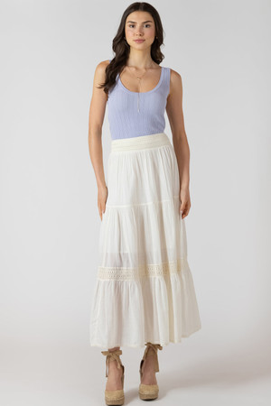 Dex Crochet Maxi Skirt in Ecru