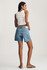Full-length back view of Mavi Heidi light brushed classic blue long shorts showing back pockets, waist fit, and clean back hem
