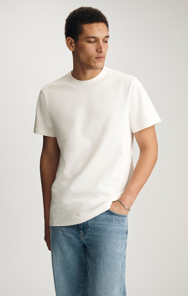 Front view of Mavi Heritage crew neck t-shirt in antique white showing classic crew neckline and short sleeves