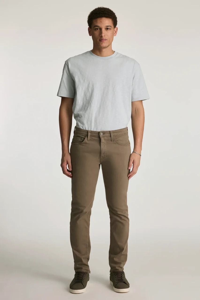 Front view of Mavi Marcus slim straight leg jean in dark core supermove showing regular-rise waist and clean dark wash