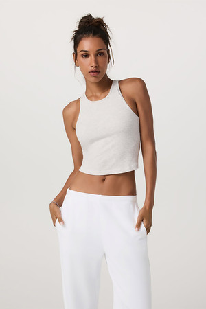 Vuori Pose Plyo Tank in White Grey Heather