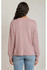 Back view of Dex long sleeve v-neck knit top in dusty rose showing ribbed hem and relaxed fit