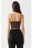 Back view of Dex brown seamless bra top showing thin straps and cropped hem