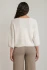 Back view of Dex oatmeal mix V-neck knit sweater showing ribbed hem and relaxed fit