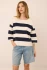 Front view of Gentle Fawn Amina top in navy stripe showing crew neck and long sleeves