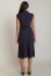 Back view of Black Tape navy Muse mockneck midi dress showing clean drape and midi length