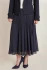 Front view of Black Tape pleated midi skirt in navy showing waistband and accordion pleats