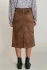 Back view of Dex faux suede midi skirt showing clean lines and midi length