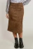 Front view of Dex faux suede midi skirt in soft smooth texture