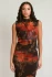 Front view of Dex long sleeve mesh floral top featuring sheer stretch fabric