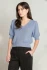 Front view of Black Tape puffy sleeve sweater top in steel showing statement shoulders