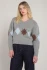 Front view of Room 34 V-neck argyle sweater in grey showing diamond pattern and neckline