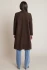 Back view of Black Tape chocolate Shaye suede coat showing longline drape and plush finish