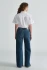 Back view of Mavi Florida wide leg jeans in dark brushed classic blue showing back pockets and waist yoke