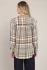 Back view of Room 34 brown navy Parker plaid button up shirt showing relaxed back yoke and curved hem
