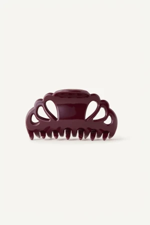 Front view of the Kōv Essentials small Icon clip in deep purple fig on a white background