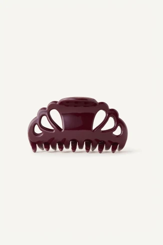 Front view of the Kōv Essentials small Icon clip in deep purple fig on a white background