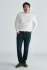 Front view of Mavi Marcus regular rise slim straight leg jeans in deep indigo classic vintage showing waistband and pockets