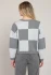 Back view of Dex heather grey block colorblock sweater showing clean drape and knit texture