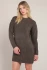Front view of Room 34 Claremont cable knit dress in chestnut heather showing cable pattern and crew neck