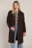 Front view of Room 34 Lottie long soft coat in dark brown showing notch lapel and buttons